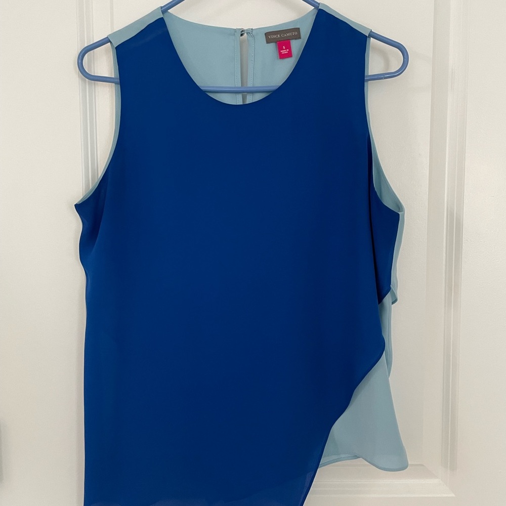 Vince Camuto blue color block tank top
